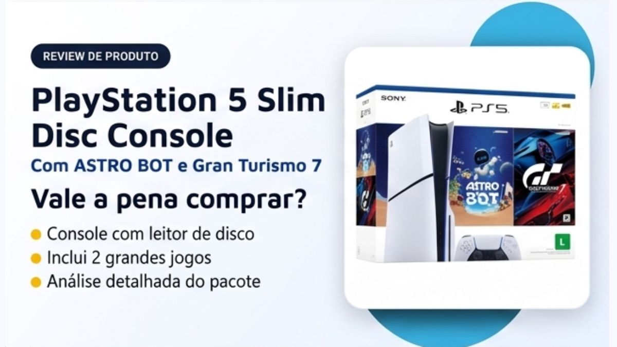 Capa do review PlayStation 5 Slim Disk com ASTRO BOT e Gran Turismo 7