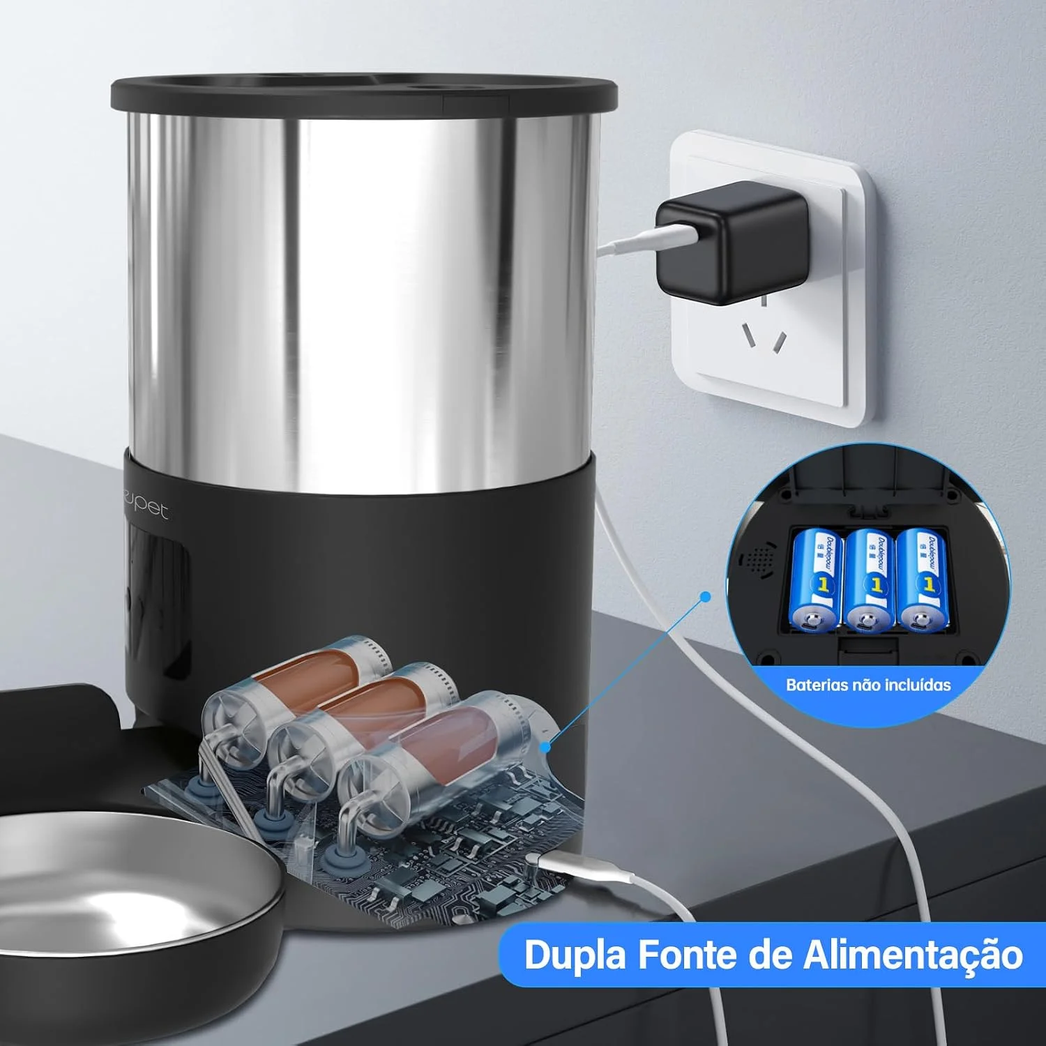 Alimentador automático New Pet 5 L com Wi-Fi para cães e gatos — Foto do produto