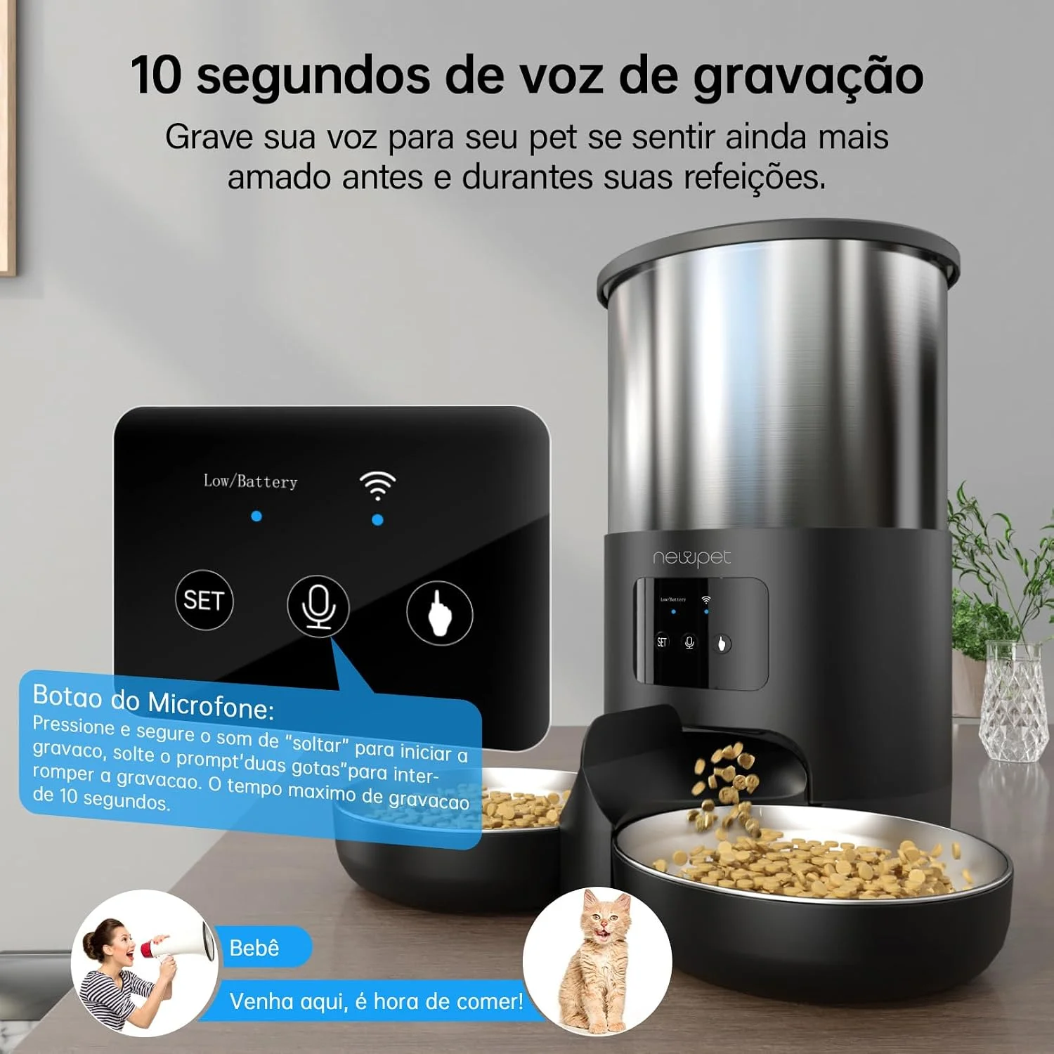 Alimentador automático New Pet 5 L com Wi-Fi para cães e gatos — Foto do produto