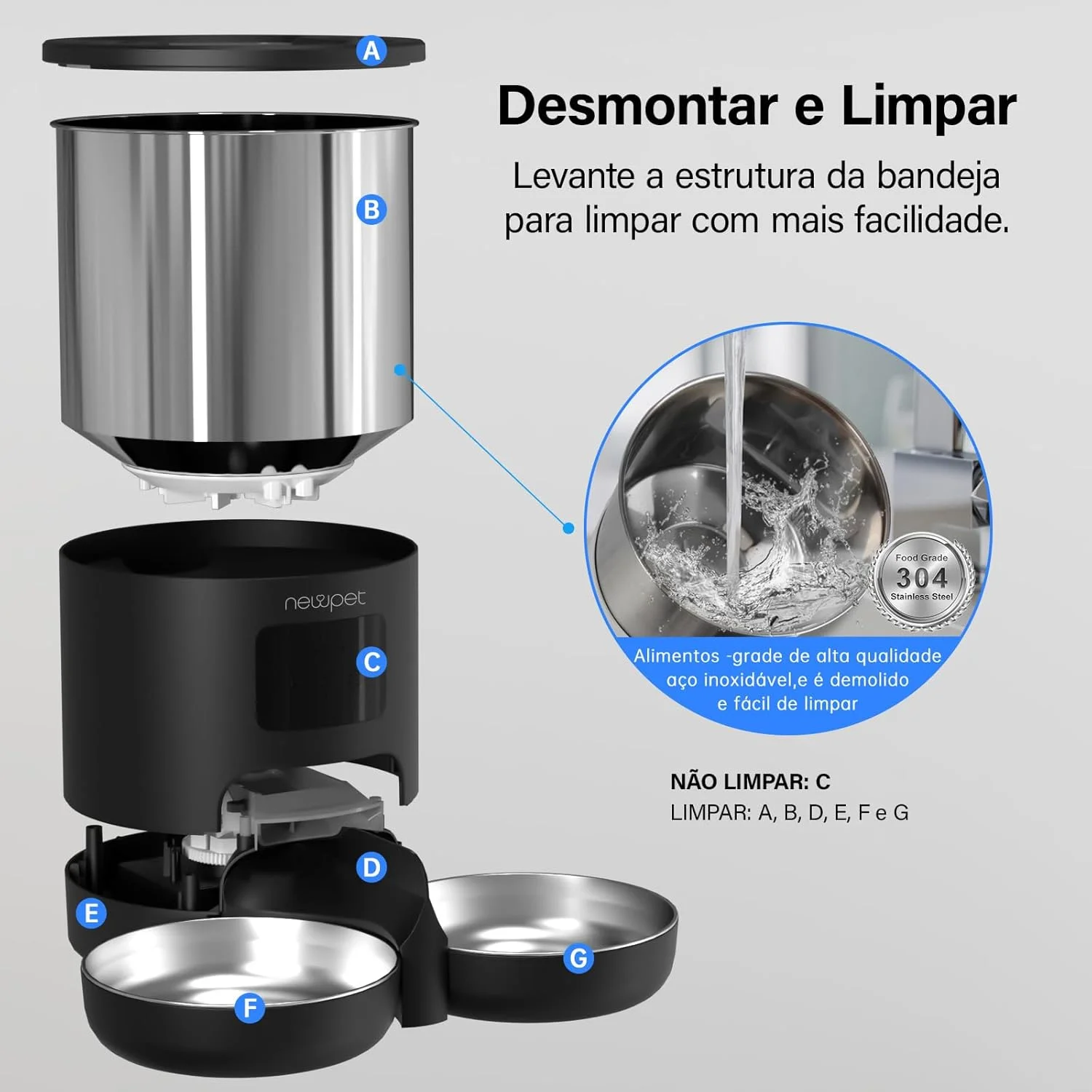 Alimentador automático New Pet 5 L com Wi-Fi para cães e gatos — Foto do produto