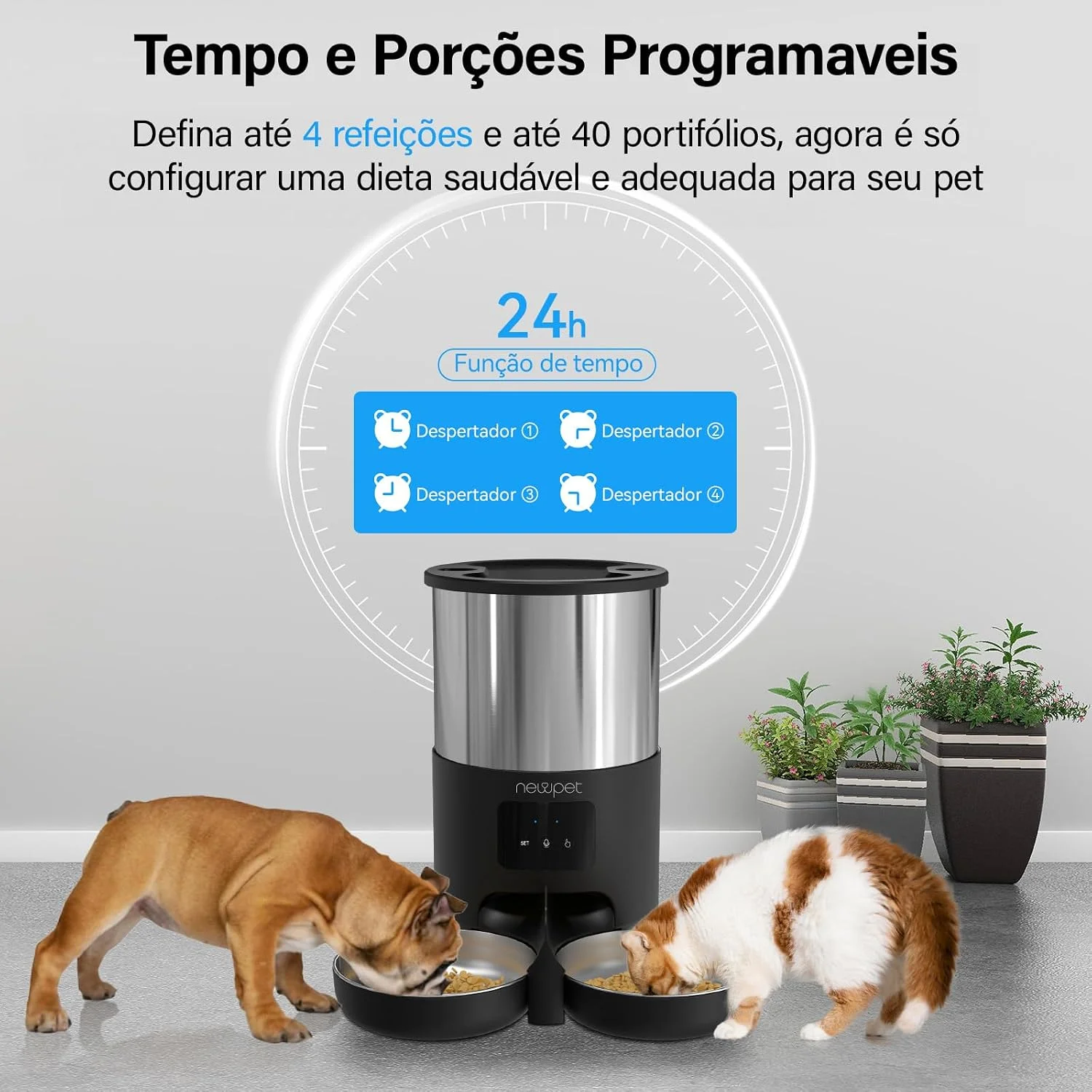 Alimentador automático New Pet 5 L com Wi-Fi para cães e gatos — Foto do produto