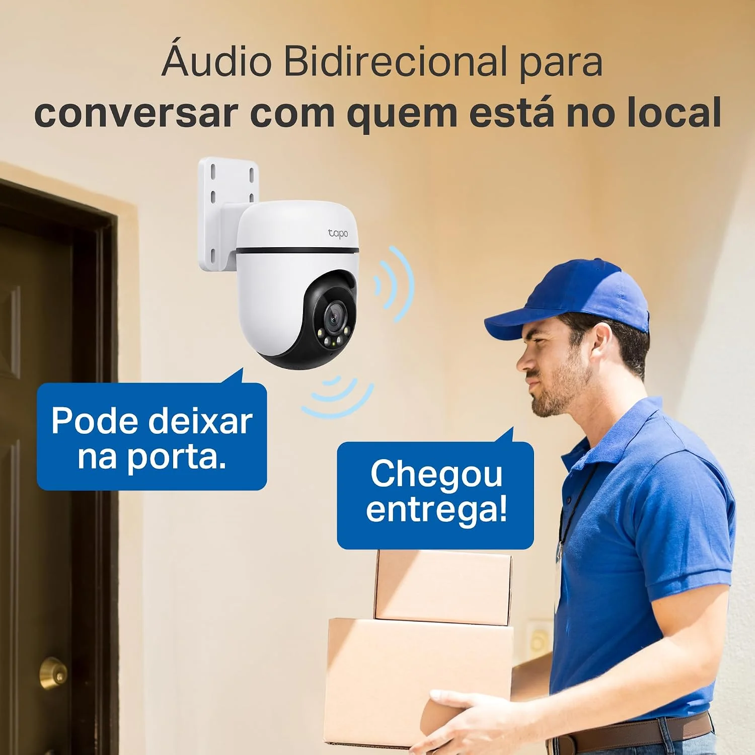 Câmera Wi-Fi Externa TP-Link Tapo C500 Full HD 360° — Câmera Wi-Fi Externa TP-Link Tapo C500 Som Bidirecional