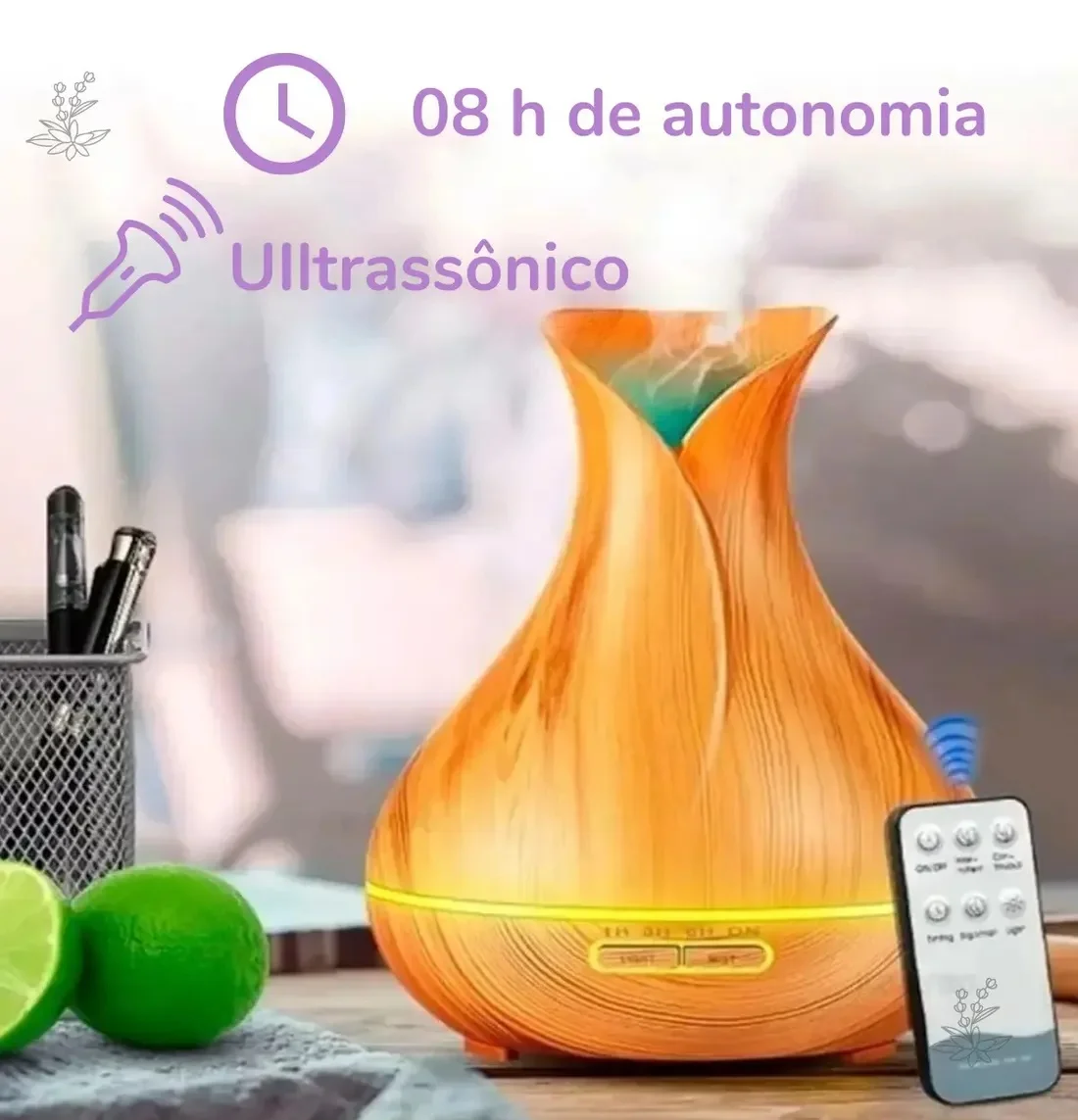 Difusor Aromatizador Umidificador de Ambiente Ultrassônico Led com 7 Cores — Foto do produto