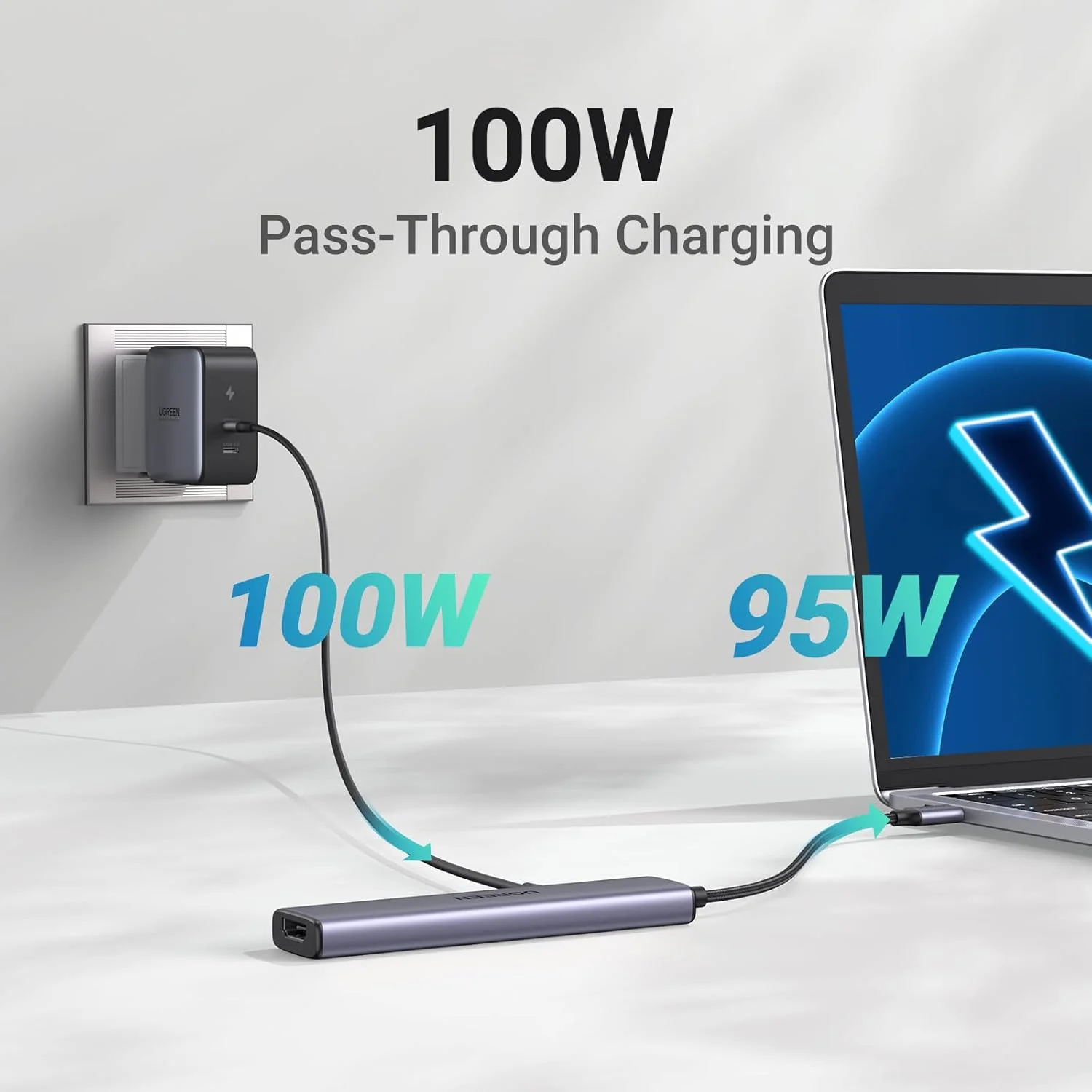 Hub USB-C Ugreen 5 em 1 HDMI 4K 3 Portas USB 3.0 Ultra Slim — Foto do produto