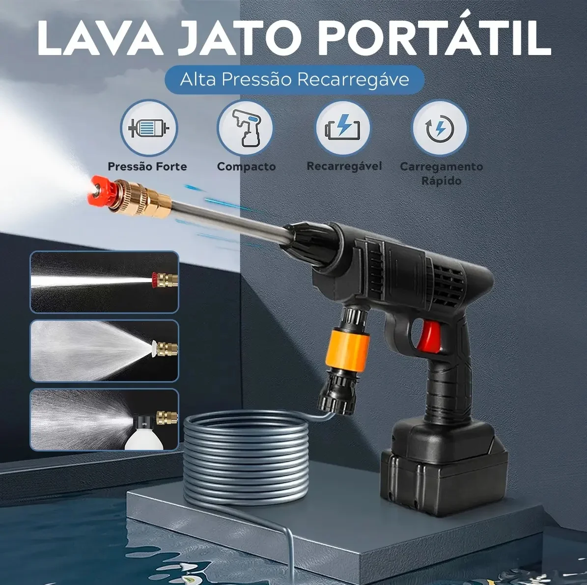 Lavadora De Alta Pressão 48V Sem Fio Recarregável 2 Baterias — Foto do produto