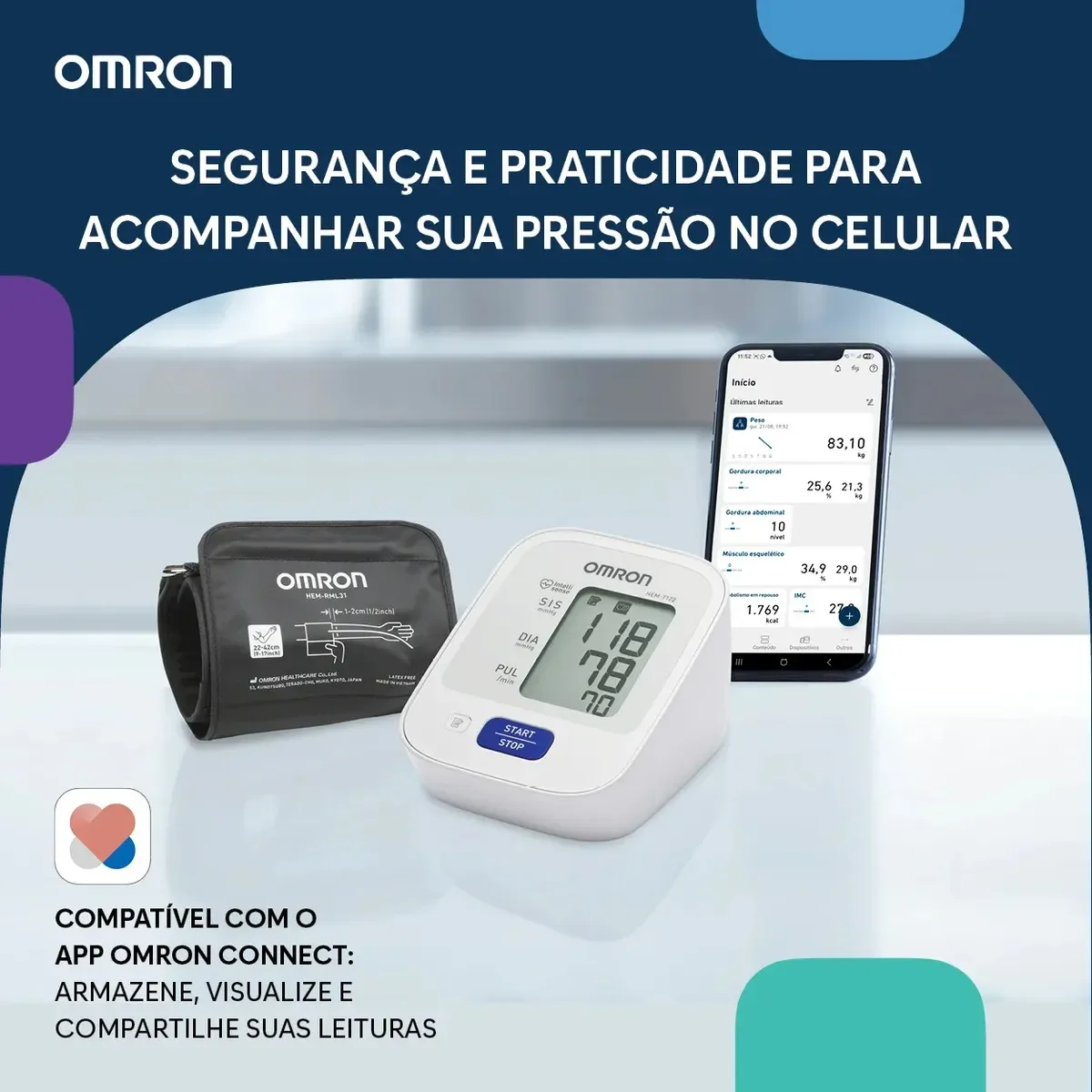 Monitor de pressão arterial Omron Comfort HEM-7122 de braço — Foto do produto