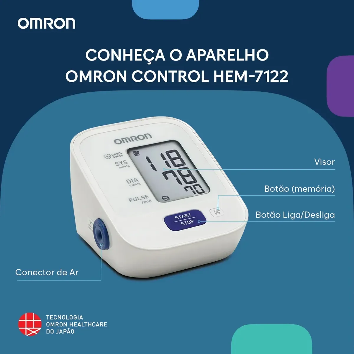 Monitor de pressão arterial Omron Comfort HEM-7122 de braço — Foto do produto