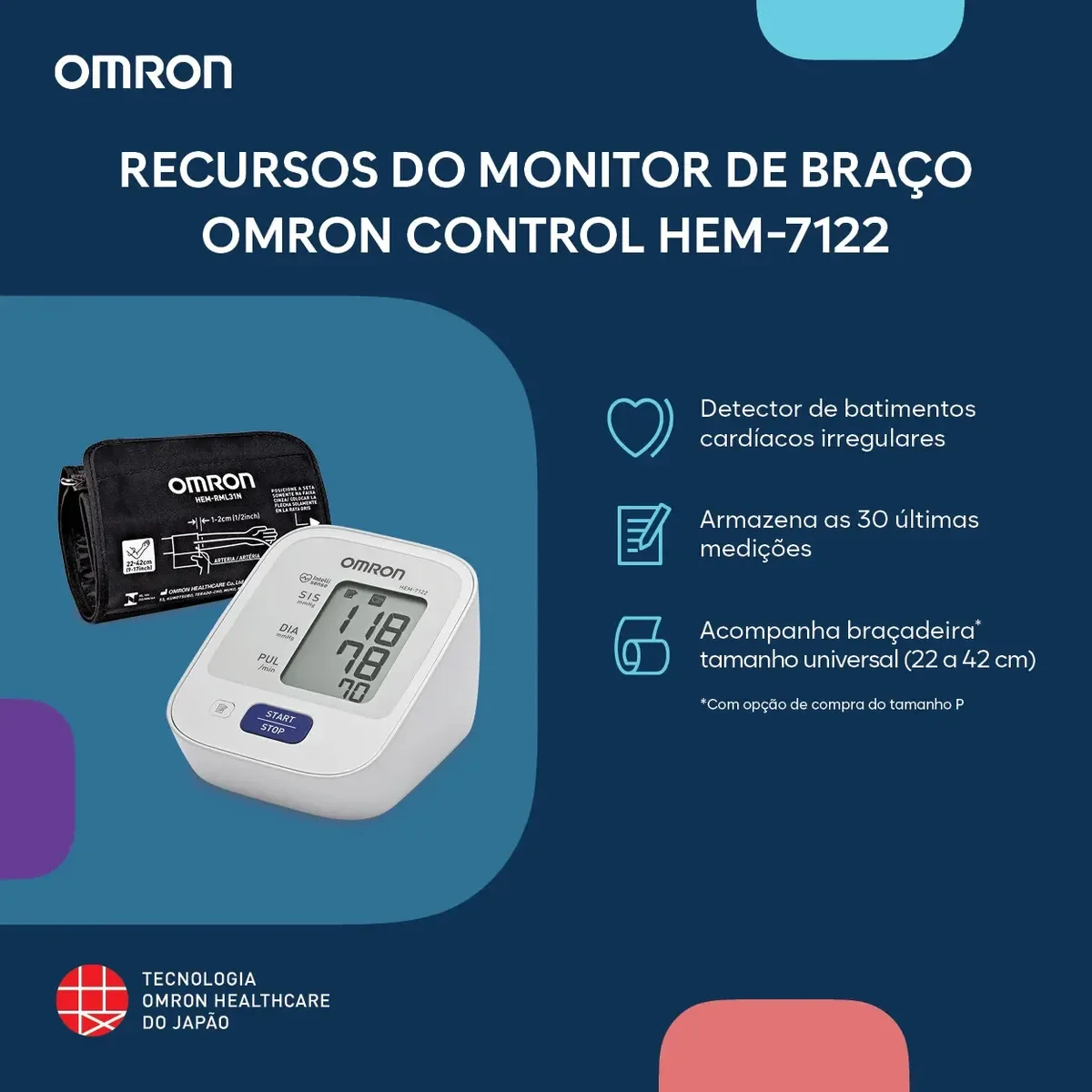 Monitor de pressão arterial Omron Comfort HEM-7122 de braço — Foto do produto