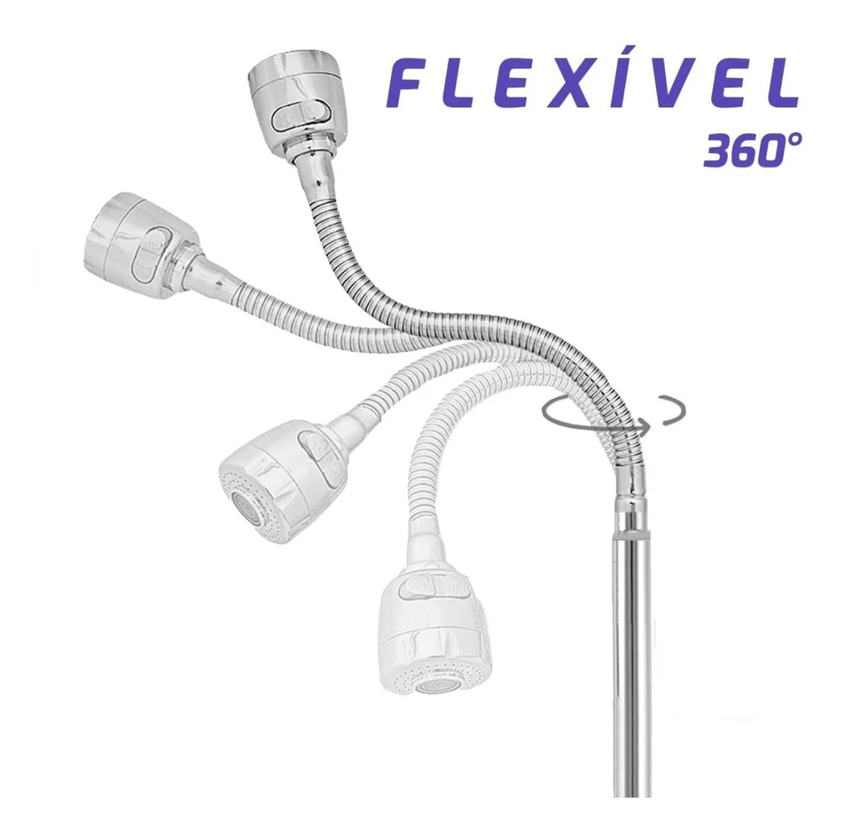Torneira Pia Cozinha de Metal com Filtro Gourmet Bica Chuveirinho Flexível 360º e Ganhe 4 Refil Vela Extra — Foto do produto