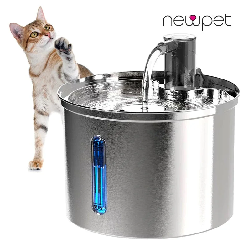 Bebedouro Fonte Agua Newpet Inoxidável Dispenser de 3L com Filtro Torneira e Indicador de Nível de Água Bomba Ultra Silenciosa Bivolt