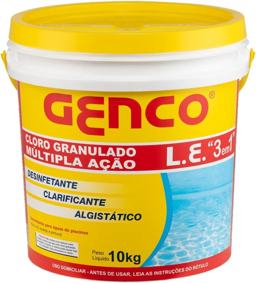 Cloro Tratamento Piscina Granulado Multipla Ação 3 em 1 Genco 10kg