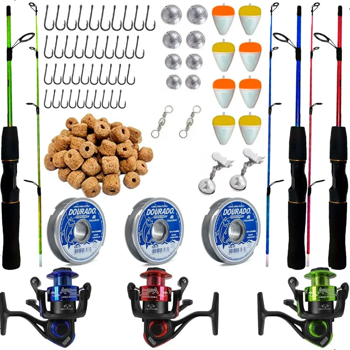 Kit Pesca Completo Molinete 3 Rolamento Vara 1,20M