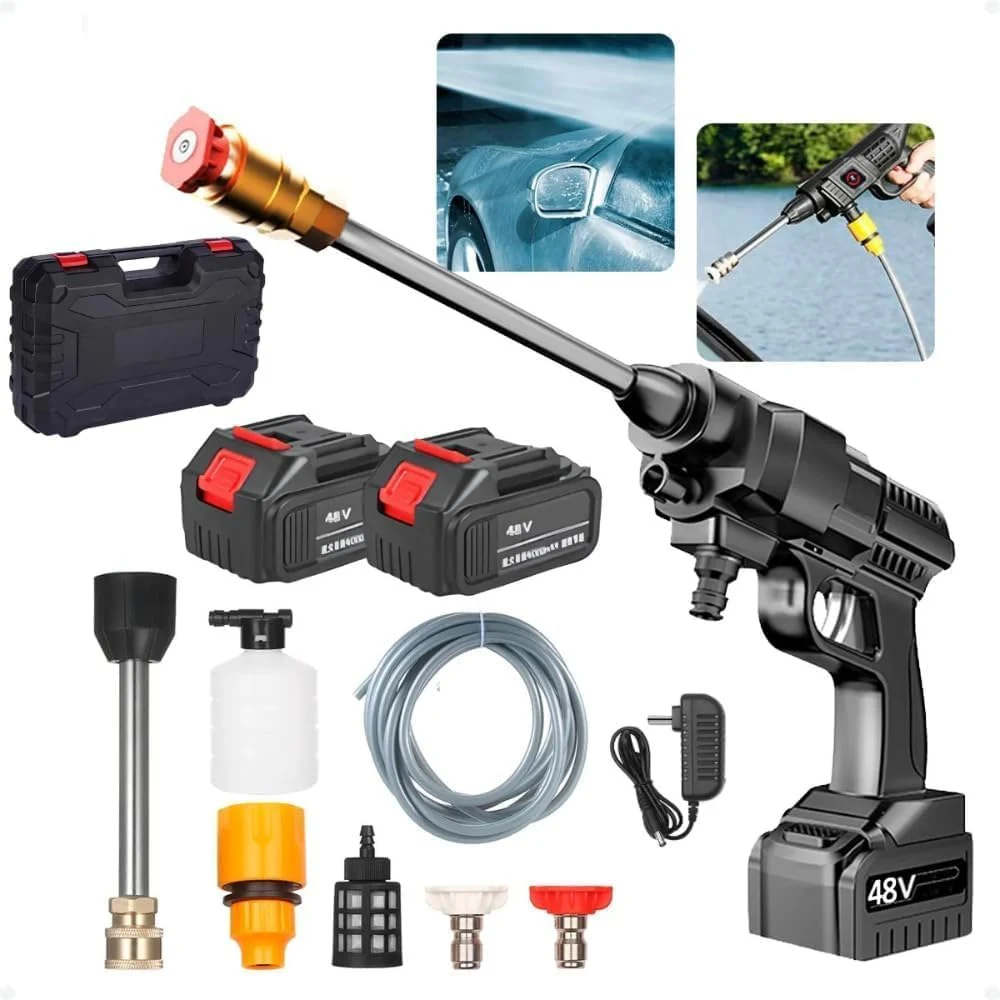 Lavadora Alta Pressão Sem Fio Recarregável Bivolt Com Maleta e 2 Baterias