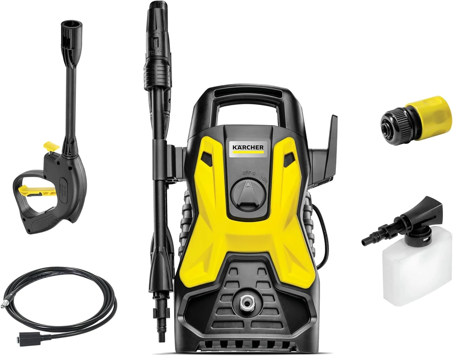 Lavadora de Alta pressão Prática Black, 1500 PSI/Libras, 1400W, 300L/h com Aplicador de Detergente e Lança Regulável 220V