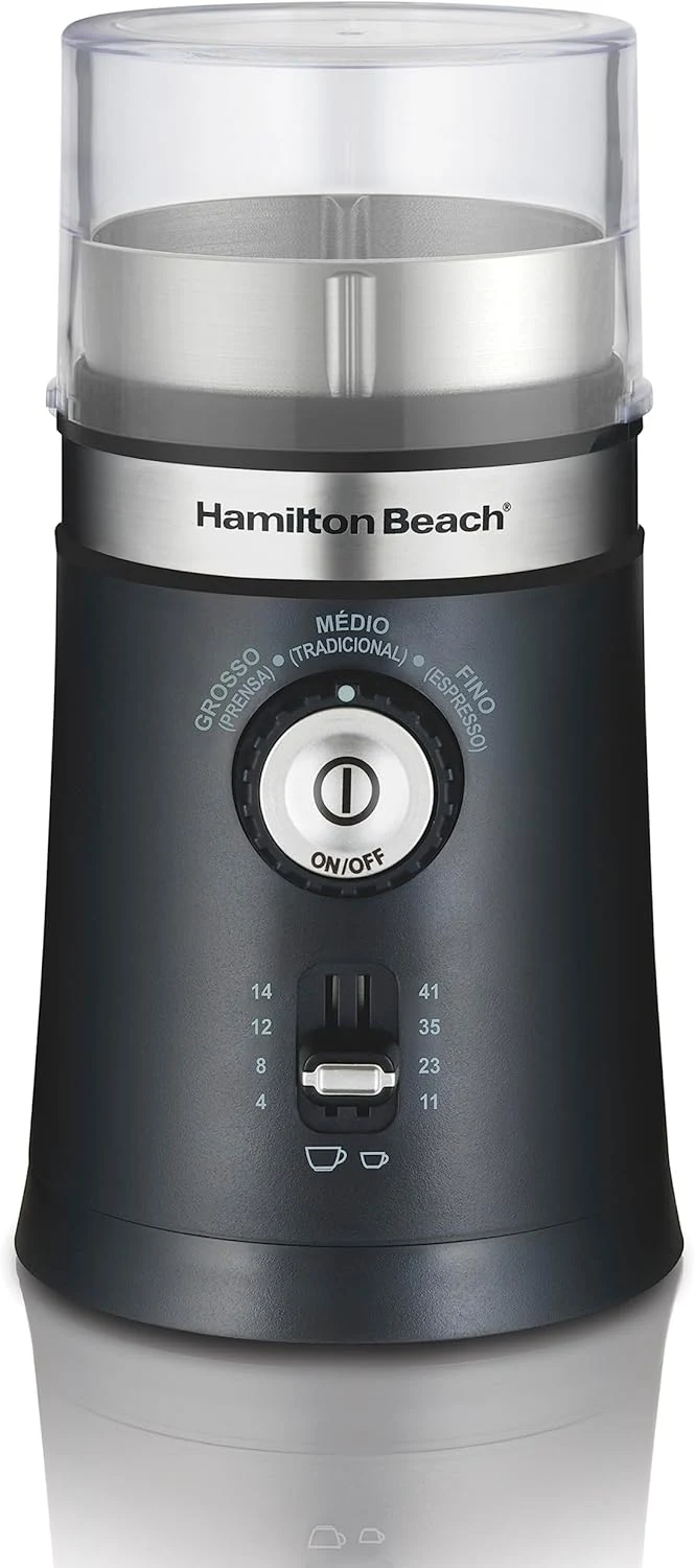 Moedor de Café Elétrico Hamilton Beach Ajustável Inox 150W Triturador de Grãos