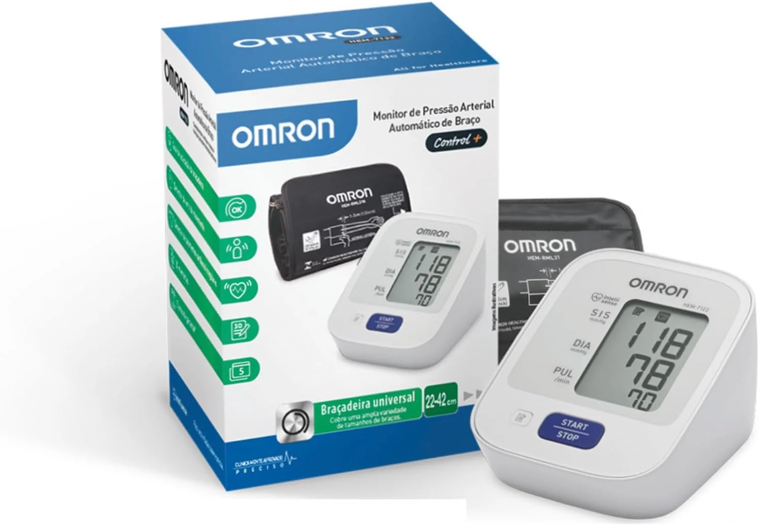 Monitor de pressão arterial Omron Comfort HEM-7122 de braço