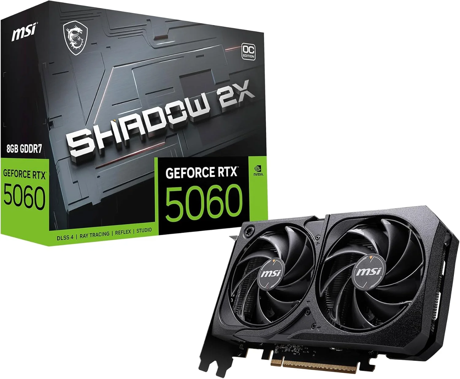 Placa De Video NVIDIA Geforce MSI RTX 5060 8GB GDDR7 Shadow 2X OC Edition