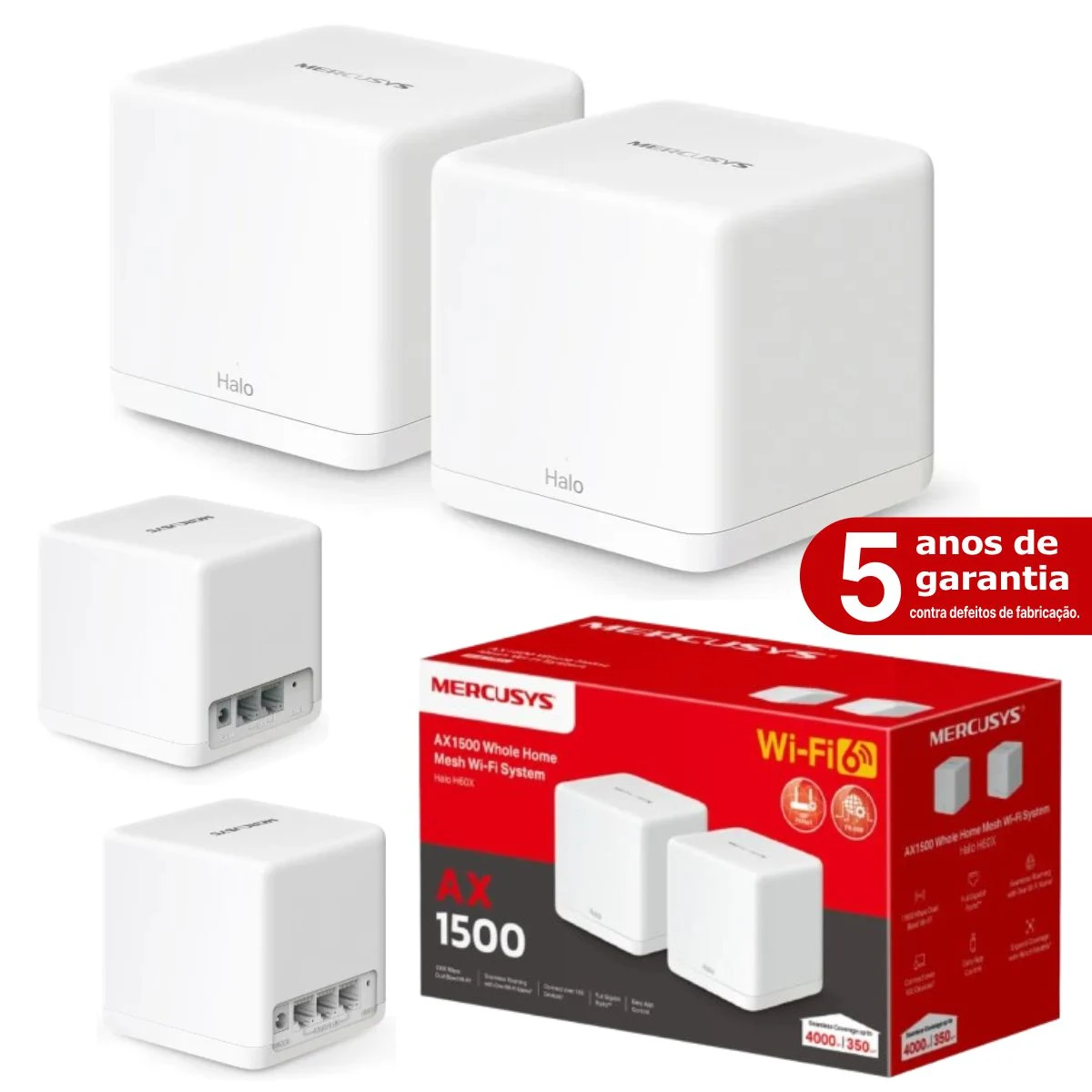 Roteador Mesh WiFi Halo H60X Gigabit Dual Band AXI500 Kit com 2 Unidades