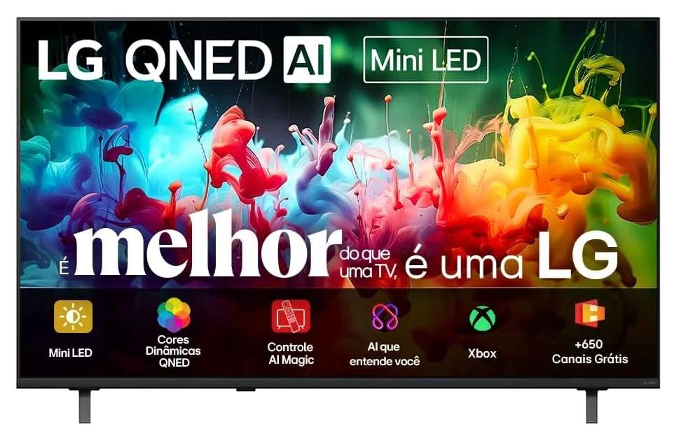 Smart TV LG QNED Mini LED AI 4K QNED70 50 polegadas Bluetooth Wi-Fi AI Google Gemini