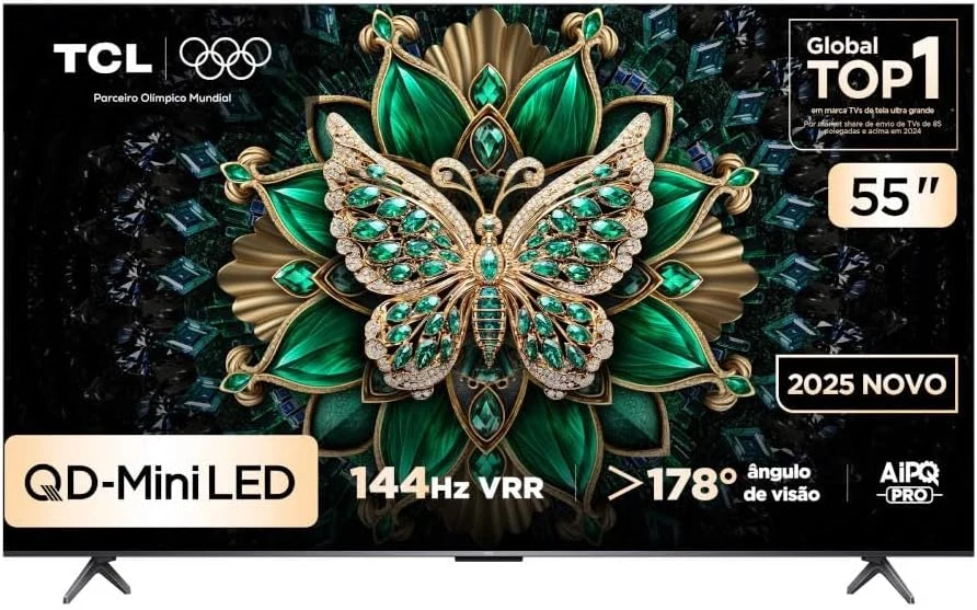 Smart TV TCL 55 Polegadas QLED Mini LED 4K C6K 144Hz WiFi Bluetooth HDMI Google TV