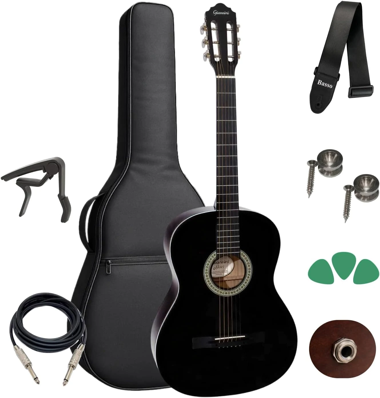Violao Giannini Start S-14 Black Com Captador Capa + Acessorios